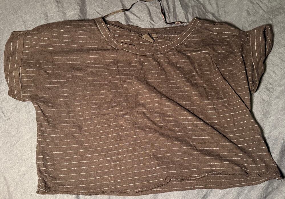 Black Silver Stripe Boxy Crop Top Size XS